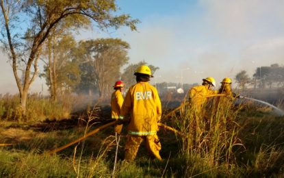 Extenuante: Bomberos de Realicó trabajan desde las 14 horas en un incendio de pastizales