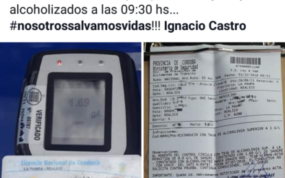 $24.700 de multa a pampeanos en el sur cordobés por conducir alcoholizados