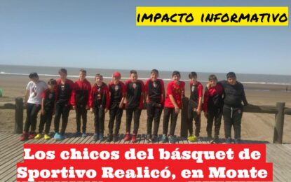 Delegación de chicos de básquet de Sportivo Realicó ya disfruta de Monte Hermoso