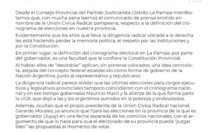 El Justicialismo de La Pampa pide «respeto a las instituciones de la Democracia y contra la desmemoria»