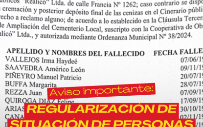 La Municipalidad de Realicó cita y emplaza a familiares de personas fallecidas