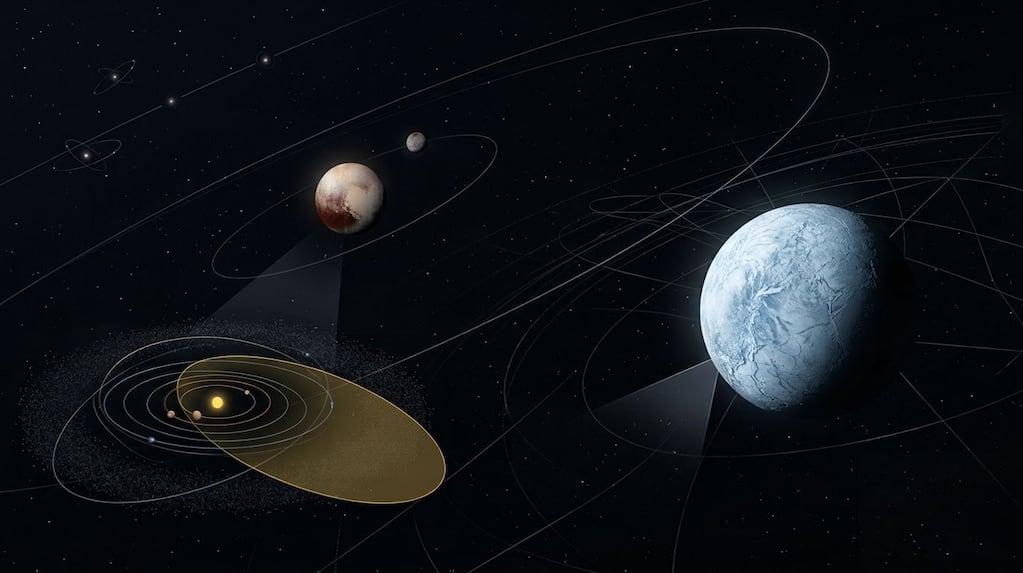Ilustración generada con inteligencia artificial de un objeto del sistema solar exterior